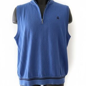 Brooks Brothers Blue Supima Cotton Quarter-Zip Sweater Vest - XL